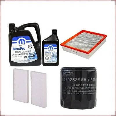ZESTAW OLEJU MOPAR 10W-30 + FILTRY OLEJU, POWIETRZA I KABINOWY DO DODGE NITRO 3,...