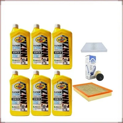 ZESTAW OLEJU PENNZOIL 5W-20 + FILTRY OLEJU, POWIETRZA I KABINOWY DO DODGE RAM 15...