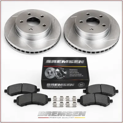 DISCHI FRENO BAFFATI E PASTIGLIE ANTERIORI PER DODGE RAM 1500 CLASSIC 2002 - 202...