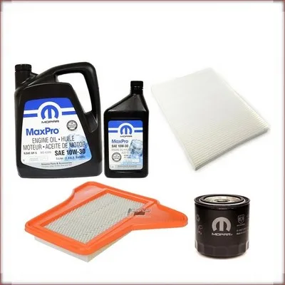 ZESTAW OLEJU MOPAR 10W-30 + FILTRY OLEJU, POWIETRZA I KABINOWY DO CHRYSLER PACIF...