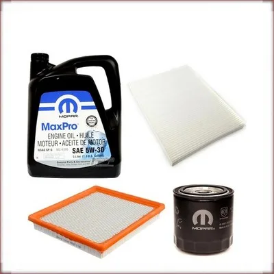 ZESTAW OLEJU MOPAR 5W-30 + FILTRY OLEJU, POWIETRZA I KABINOWY DO CHRYSLER VOYAGE...