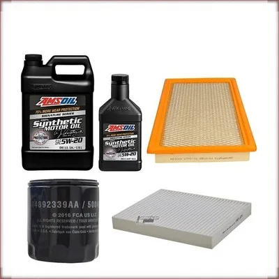 KIT OLIO AMSOIL 5W-20 + FILTRI OLIO, ARIA E ABITACOLO PER JEEP COMMPASS 2.0 R4 2...