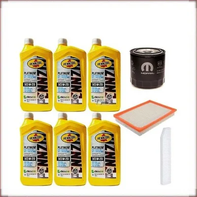 ZESTAW OLEJU PENNZOIL 5W-20 + FILTRY OLEJU, POWIETRZA I KABINOWY DO JEEP GRAND C...