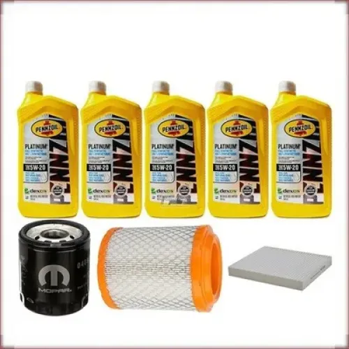 ZESTAW OLEJU PENNZOIL 5W-20 + FILTRY OLEJU, POWIETRZA I KABINOWY DO JEEP PATRIOT 2,0/2,4 2011-2017