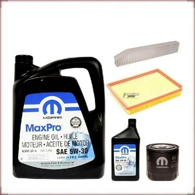 ZESTAW OLEJU MOPAR 5W-30 + FILTRY OLEJU, POWIETRZA I KABINOWY DO JEEP WK / WH 4....