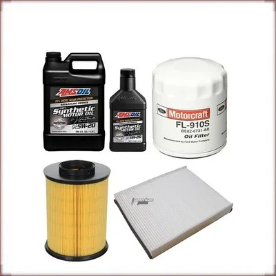 KIT OLIO AMSOIL 5W-20 + FILTRI OLIO, ARIA E ABITACOLO PER FORD ESCAPE 1.6 R4 201...