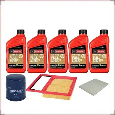 KIT OLIO MOTORCRAFT 0W-20 + FILTRI OLIO, ARIA E ABITACOLO PER FORD FUSION 2.0 R4...