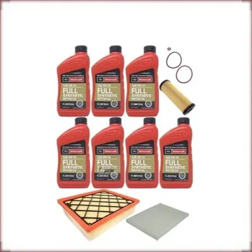 KIT OLIO MOTORCRAFT 5W-30 + FILTRI OLIO, ARIA E ABITACOLO PER FORD FUSION 2.7 V6 2017-2019