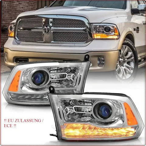2x SCHEINWERFER FÜR DODGE RAM 1500 DS 2009 - 2024 XENON + LED / EU ZULASSUNG