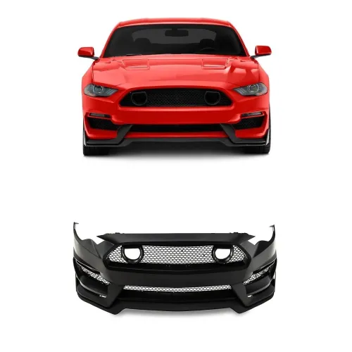 KOMPLETNY ZDERZAK PRZEDNI Z KIERUNKOWSKAZAMI DO FORD MUSTANG 2018 - 2023 W STYLU MACH1