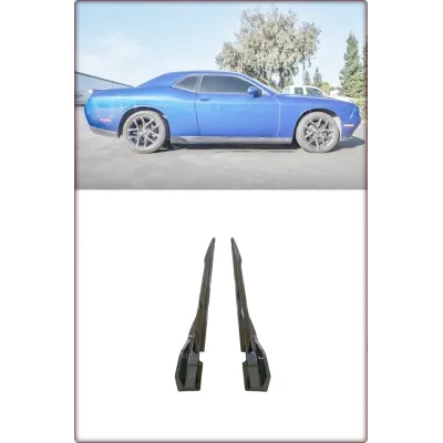 MINIGONNE LATERALI PER DODGE CHALLENGER 2015 - 2023 V3 STILE NERO LUCIDO / TÜV