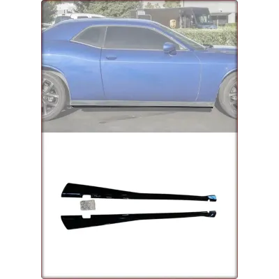 MINIGONNE LATERALI PER DODGE CHALLENGER 2015 - 2023 V4 STILE NERO LUCIDO / TÜV