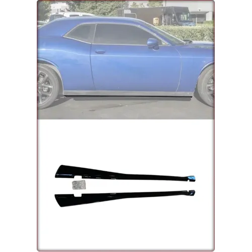 MINIGONNE LATERALI PER DODGE CHALLENGER 2015 - 2023 V4 STILE NERO LUCIDO / TÜV