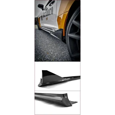 NAKŁADKI PROGÓW DO CHEVROLET CAMARO 2016 - 2023 JGD STYL CZARNY POŁYSK / TÜV