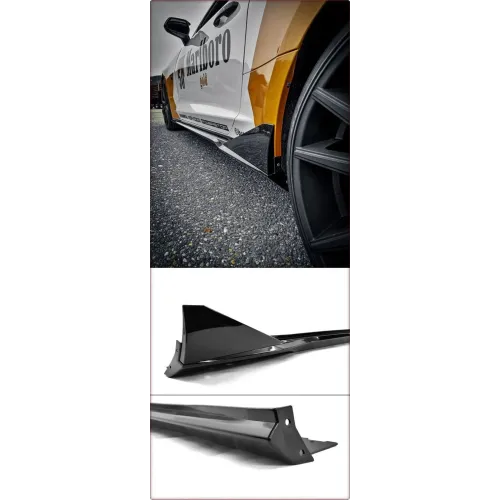 MINIGONNE LATERALI PER CHEVROLET CAMARO 2016 - 2023 JGD STILE NERO LUCIDO / TÜV