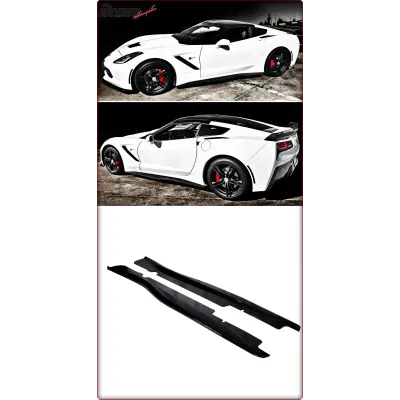 MINIGONNE LATERALI PER CHEVROLET CORVETTE 2014 - 2019 NERO LUCIDO / STILE ZR1