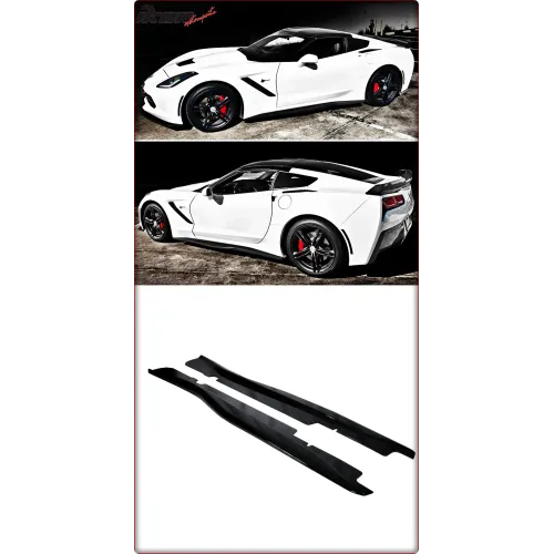 MINIGONNE LATERALI PER CHEVROLET CORVETTE 2014 - 2019 NERO LUCIDO / STILE ZR1