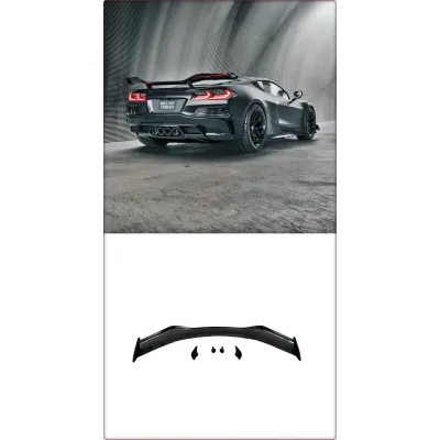 SPOILER TYLNY DO CHEVROLET CORVETTE C8 2020 - 2025 Z06 / TÜV CZARNY POŁYSK