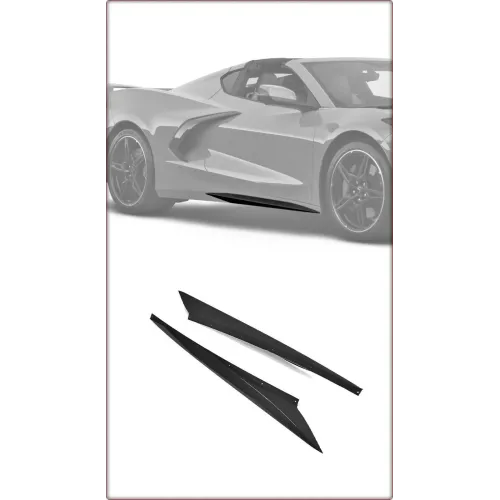 MINIGONNE LATERALI PER CHEVROLET CORVETTE 2020 - 2025 V3 STILE NERO OPACO / TÜV
