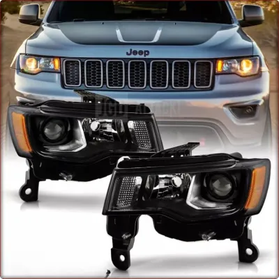 2X REFLEKTORY PRZEDNIE DO JEEP GRAND CHEROKEE 2017 - 2021 USA HALOGEN H11 CZARNY