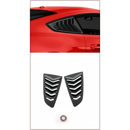 2x SIDE WINDOW COVER FOR FORD MUSTANG 2015 - 2023 GLOSS BLACK / TÜV