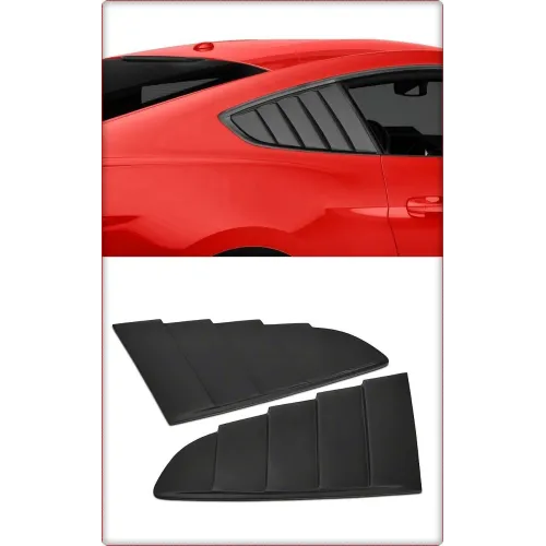 2X COPERTURA FINESTRINO LATERALE PER FORD MUSTANG 2015 - 2023 NERO LUCIDO / TÜV
