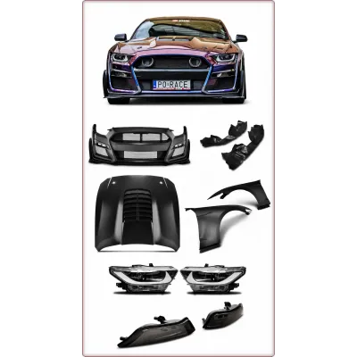 BODY KIT — PARAURTI, COFANO E PARAFANGO PER FORD MUSTANG 2018 - 2023 STILE GT500