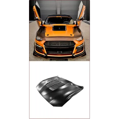 COFANO IN ALLUMINIO PER FORD MUSTANG 2018 - 2023 STILE GT500 1:1