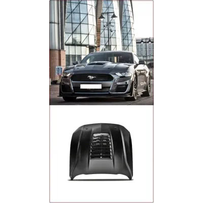 COFANO IN ALLUMINIO PER FORD MUSTANG 2018 - 2023 STILE GT500 NERO LUCIDO