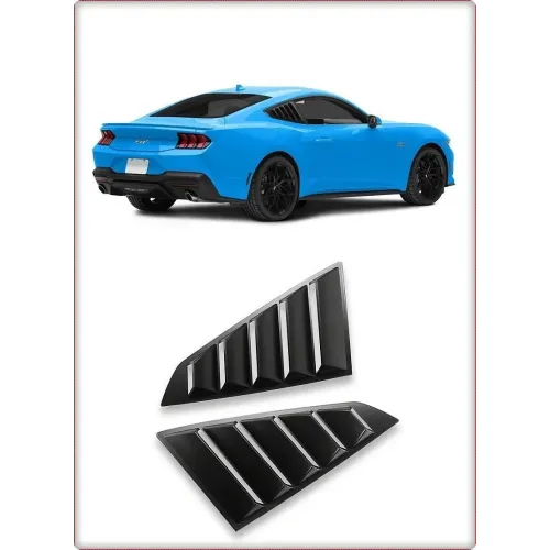 2x SIDE WINDOW COVER FOR FORD MUSTANG 2024 - 2026 BLACK GLOSSY / TÜV