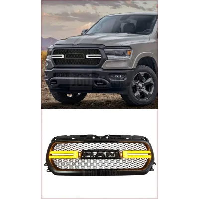 GRIGLIA ANTERIORE PER DODGE RAM 1500 2019 - 2025 CON LED / TÜV / NERO OPACO