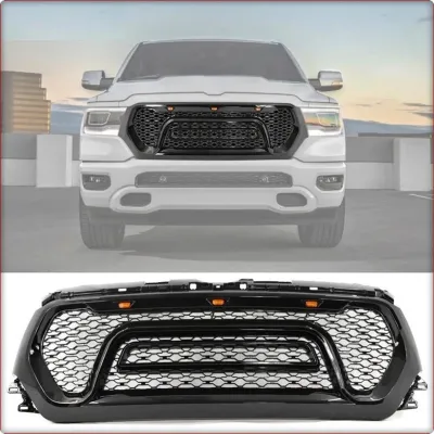 GRIGLIA ANTERIORE PER DODGE RAM 1500 2019 - 2025 CON LED NERO LUCIDO