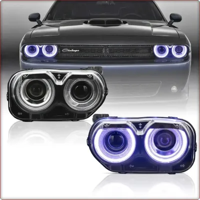 2X FARI ANTERIORI PER DODGE CHALLENGER 2015 - 2023 RGB D2S / EU