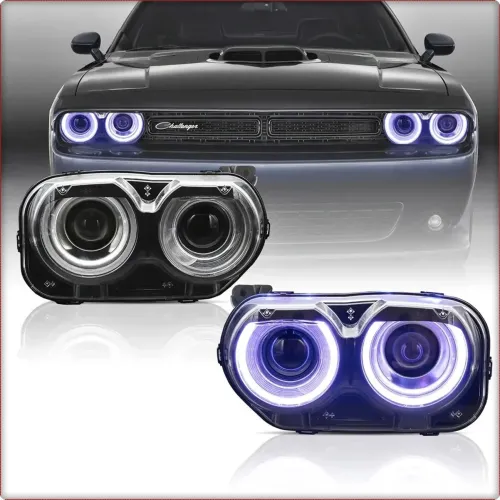 2X FARI ANTERIORI PER DODGE CHALLENGER 2015 - 2023 RGB D2S / EU