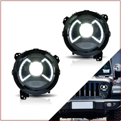 2X REFLEKTORY PRZEDNIE DO JEEP WRANGLER JL 2018 - 2025 FULL LED / EU V1 STYL