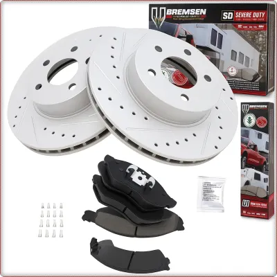 2X NAWIERCANE TARCZE I KLOCKI HAMULCOWE PRZEDNIE DO DODGE DAKOTA DURANGO 1998–20...