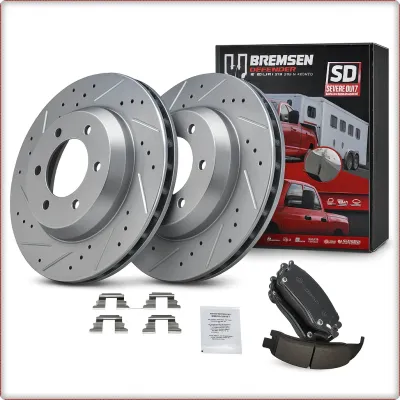 2X DISCHI FRENO FORATI E PASTIGLIE POSTERIORI PER CHEVROLET TRAILBLAZER SSR 2002...
