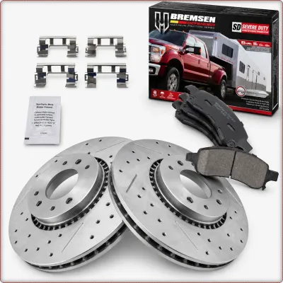 DISCHI FRENO FORATI E PASTIGLIE ANTERIORI PER CHEVROLET TRAILBLAZER GMC ENVOY 02...