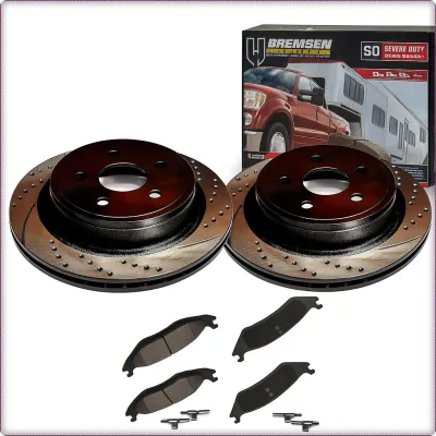 2X NAWIERCANE I NACINANE TARCZE I KLOCKI HAMULCOWE TYLNE DO DODGE RAM 1500 2002 ...
