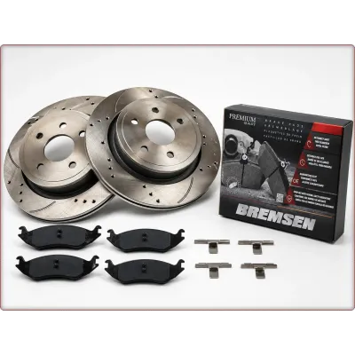 2X NAWIERCANE I NACINANE TARCZE I KLOCKI HAMULCOWE TYLNE DO DODGE RAM 1500 2002 ...
