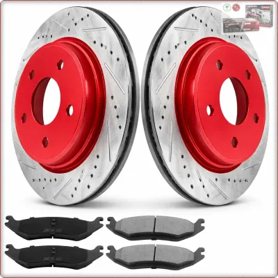 2X NAWIERCANE I NACINANE TARCZE I KLOCKI HAMULCOWE TYLNE DO DODGE RAM 1500 2002 ...