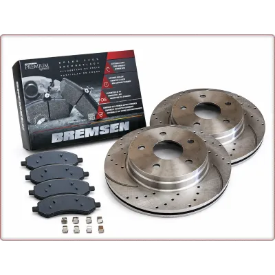 2X DISCHI FRENO FORATI E PASTIGLIE ANTERIORI PER DODGE RAM 1500 2006 - 2024