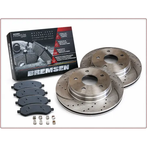 2x DRILLED ROTORS BRAKE PADS FRONT FOR DODGE RAM 1500 2006 - 2024