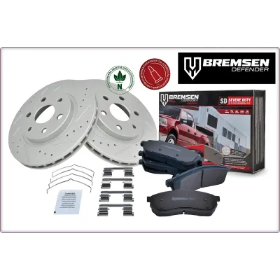 2X DISCHI FRENO FORATI E PASTIGLIE ANTERIORI PER FORD F-150 2004 - 2008 4WD