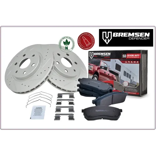 2X DISCHI FRENO FORATI E PASTIGLIE ANTERIORI PER FORD F-150 2004 - 2008 4WD