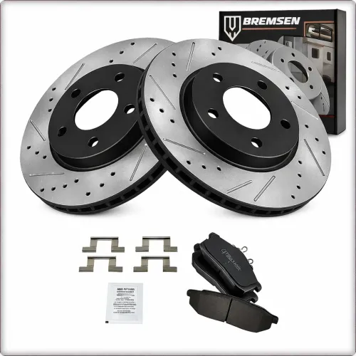 2X NAWIERCANE TARCZE I KLOCKI HAMULCOWE TYLNE DO FORD MUSTANG 2005 - 2014 CZARNY