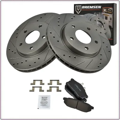 2X DISCHI FRENO FORATI E PASTIGLIE POSTERIORI PER FORD MUSTANG 2005 - 2014 300MM