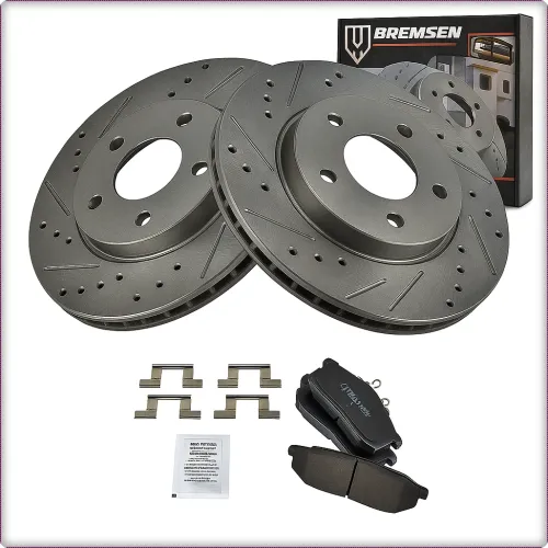 2X DISCHI FRENO FORATI E PASTIGLIE POSTERIORI PER FORD MUSTANG 2005 - 2014 300MM
