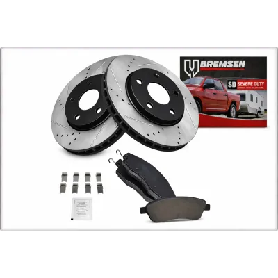 2X DISCHI FRENO FORATI E PASTIGLIE ANTERIORI PER FORD MUSTANG 2005 - 2014 NERO