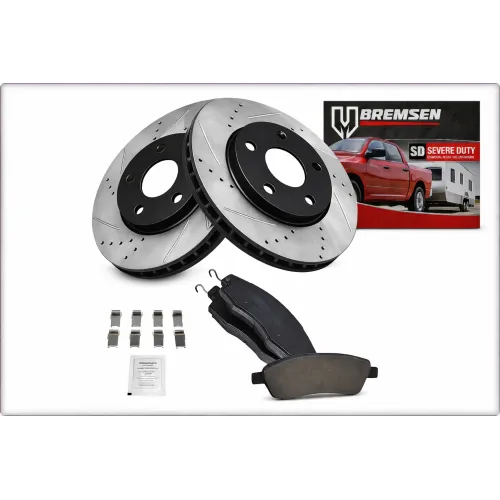 2X NAWIERCANE TARCZE I KLOCKI HAMULCOWE PRZEDNIE DO FORD MUSTANG 2005 - 2014 CZARNY